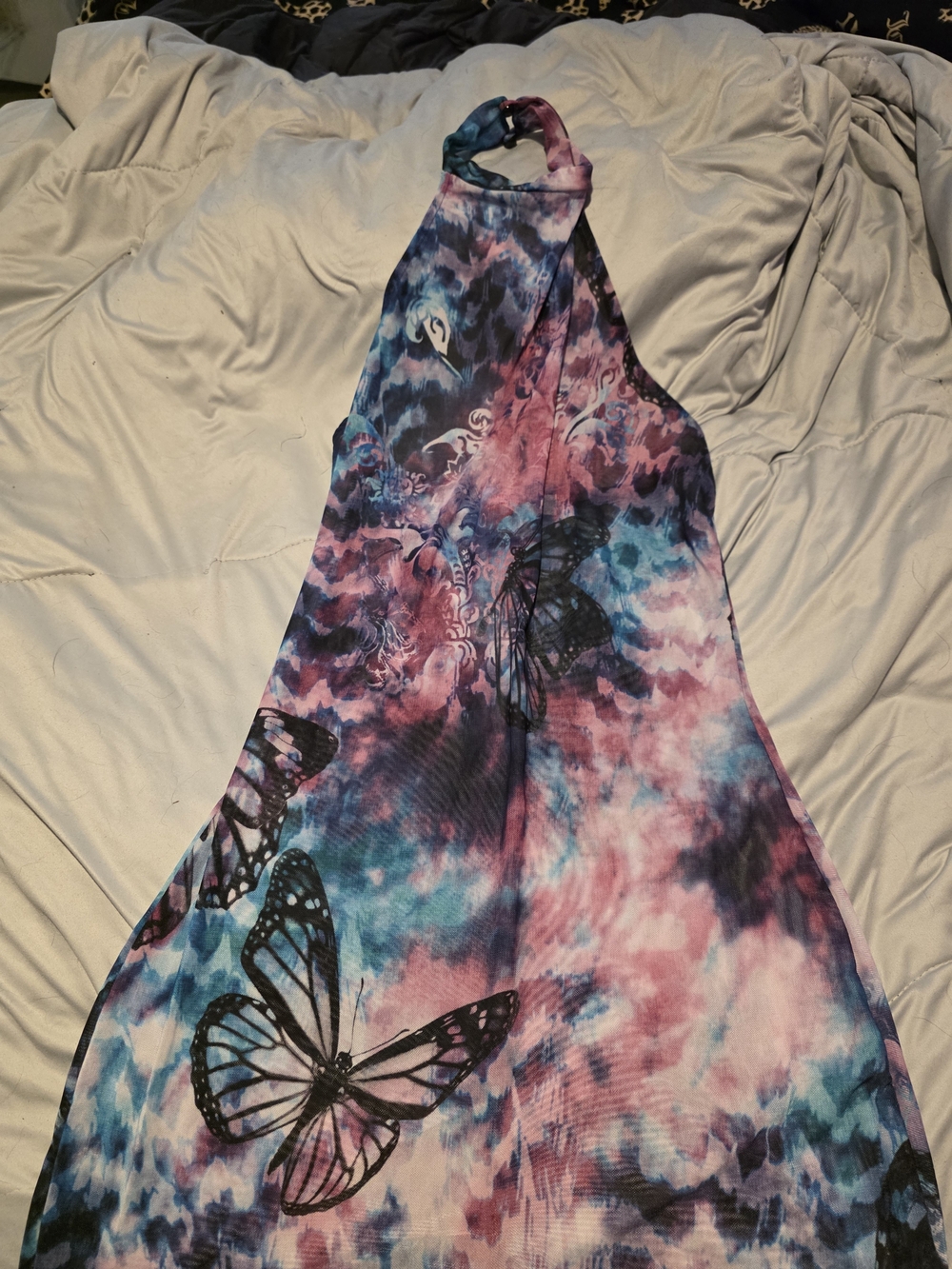 Boho Butterfly Tie-Dye Halter Jumpsuit - Pink & Blue